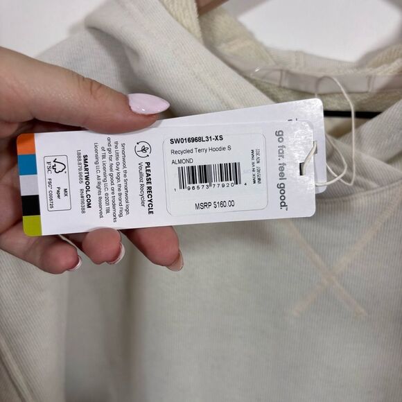 Smartwool Recycled Terry Hoodie Sweatshirt NEW with tags Size XS almond Unisex - Picture 8 of 14